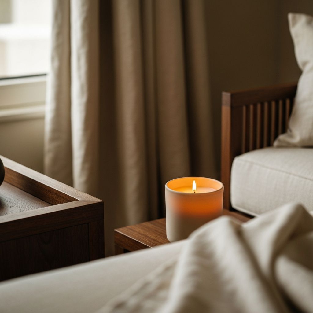 Lujosa vela aromática en un ambiente cálido y elegante